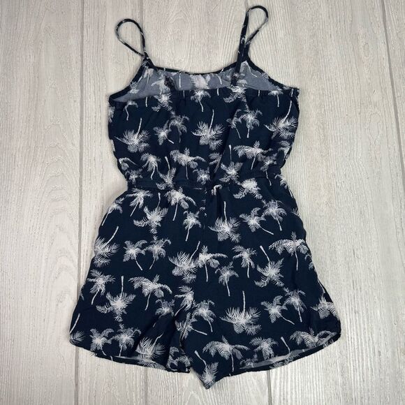 Girls Romper H&M Sz 8-9 Blue with palm trees, tropical - Picture 2 of 7